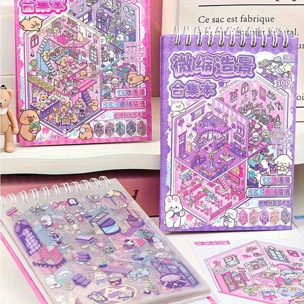 1 Set Libro di Adesivi in PET a Strati - Adesivi Riutilizzabili a Tema per Scrapbooking, Diari, Confezioni Regalo, Decorazione della Casa - Forniture Artigianali Vivaci per Ricordi di Viaggio e Fai-da-Te, Temi Divertenti, Adesivi, Perfetto per Hobbisti