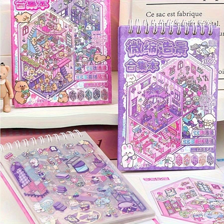 1 Set Libro di Adesivi in PET a Strati - Adesivi Riutilizzabili a Tema per Scrapbooking, Diari, Confezioni Regalo, Decorazione della Casa - Forniture Artigianali Vivaci per Ricordi di Viaggio e Fai-da-Te, Temi Divertenti, Adesivi, Perfetto per Hobbisti