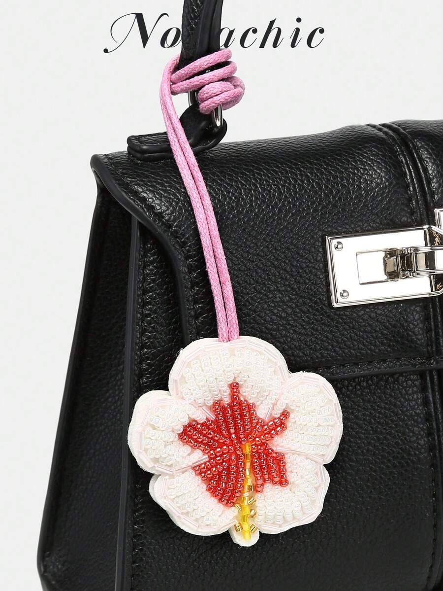 1 pieza Accesorio de bolso hecho a mano con cuentas, regalo especial único, colgante de flor con decoración de diamantes, adecuado para combinar con bolsos diarios (solo el accesorio, sin incluir el bolso) - Blanco - Ver 1