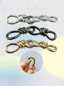 2pcs/Set Creative Knot Shaped Carabiner Keychain - Black/Gold/Silver, Zinc Alloy, Non-Rechargeable, Multifunctional Hip-Hop Style Bag & Belt Accessory, Ideal For Independence Day, Thanksgiving, Father's Day, New Year, Holiday, Valentine's Day Gifts, Fun Keyring Christmas