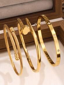 Bộ vòng tay hoa thép không gỉ chất lượng cao thời trang mới, phù hợp cho trang phục hàng ngày của phụ nữ - Nhiều màu 5 - Xem 5