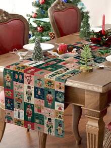 1pc Christmas Nutcracker Table Runner, Christmas Decor Table Runner, Christmas Linen-Like Table Runner, Table Runner, Table Runner, 1pc Table Runner, 4pcs Placemats, 1pc Pillow Cover, 3 Products Available, Seasonal Home Decor Indoor/Outdoor Party Supplies, Winter Home Decor, Christmas Decoration, Christmas Room Decor, Christmas Party Decoration