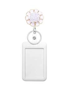 1pc Pearl Flower Nurse Retractable Badge Reel With ID Badge Card Holder Key Ring Cute Metal Teacher Badge Reel For Keys Keychain The Best Great Gift For Doctor Nurse Teacher Student Office Worker For Women Wallet Mini Wallet Purse Wallet Card Wallet