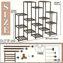 15 Tier Large Plant Stand Wood Plant Shelf Flower Pot Holder Stand Display Rack - Wood Color - View 7