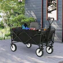 Collapsible Folding Wagon Cart With 330LB Capacity, Large Beach Cart For Outdoor Camping Garden Grocery | Portable Utility Cart