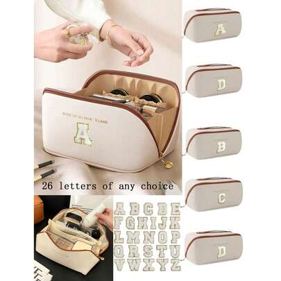 1个大容量防水旅行化妆包，多功能化妆刷收纳包，便携式化妆品收纳盒，手提包/手拿包，适合秋冬季护肤品、化妆品、化妆刷、眼影盘、粉饼、乳液、口红、首饰收纳，伴娘礼物，母亲节礼物，送给朋友和老师的礼物，化妆包，小型化妆包，化妆包，圣诞礼物，收纳袋/小手提包，化妆品收纳盒，收纳袋，刷子架，迷你收纳袋，大容量收纳袋，女士礼物，圣诞礼物，女士礼物创意