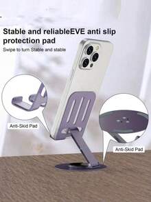 1pc 360 Degree Rotating Universal Metal Phone And Tablet Stand - Waterproof, Shock-Absorbing, Adjustable And Compact - Iron Structure, Smooth Rotation And Long-Lasting Use