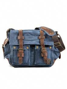 Bolso de mensajero de lona casual vintage americano, bolso cruzado de gran capacidad y sencillo para exteriores para hombres