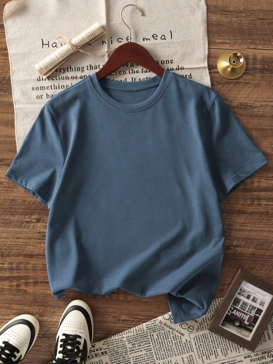 GRDR Men's Solid Color Casual Street Sporty Crew Neck Short Sleeve T-Shirt