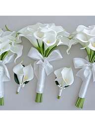 Calla Lily Bouquet, Bridal Toss Bouquet, Bridesmaid Bouquet, Wedding Floral Centerpiece Decor, Home Anniversary Decor, Wedding Photography Prop