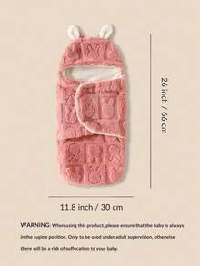 1pc Newborn Baby Rabbit Ear Double Layer Plush Swaddle Blanket