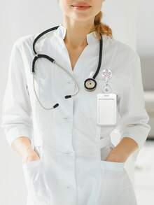 1pc Flower Nurse Retractable Badge Reel With ID Card Holder Key Ring Cute Rhinestone Teacher Badge Reel For Keys Keychain The Best Great Gift For Doctor Nurse Teacher Student Office Worker For Women Money Wallet Mini Wallet Purse Wallet Card Wallet