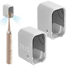 Portacepillos de Dientes,2 Piezas Porta Cepillo de Dientes para Baño Pared con Funda Impermeable,Estructura de Ventilación,Sin Perforación,Organizador de Cepillos de Dientes,Para Baño,Dormitorio - Gris + Marrón tiene - Ver 8