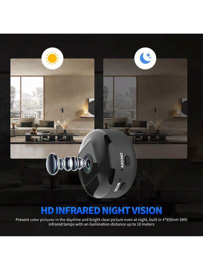 1pc Wireless Indoor Intelligent Mini Camera, 1080P Full HD, Support Wi Fi, Application Control, Voice Intercom, Motion Detection, USB Charging, Rechargeable Lithium Battery, Portable Installation, To Protect Family Safety. view 11