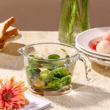 Glass Measuring Cup With Scale, Handle, Heat-Resistant, Milk Cup, Baking & Mixing Bowl