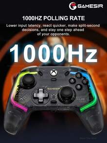 GameSir Kaleid RGB Controller, Compatible With Series X/S Gamepad, PC Compatible One Controller, Microsoft Official Authorized Game Console Joystick, Suitable For Windows 10/11 And Steam Platform, Equipped With Hall Effect Joystick And Trigger Buttons, 4 Vibration Motors, 1000Hz Polling Rate, Transparent Black - Transparent Black - View 7