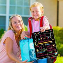 First &Amp; Last Day Of School Board, 14 X 11 In First Day Of School Chalkboard, Double Sided Reusable Photo Sharing Prop For Kindergarten