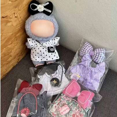 【仅含服装】适合17厘米娃娃的服装配饰，包括时尚服装和领结，适合娃娃，春夏系列，生日/复活节/圣诞节礼物，节日礼物，可爱优雅的公主裙（不含娃娃）