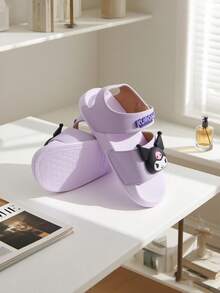 Sanrio نعال منزلية مفتوحة القدم من إيفا بتصميم كارتوني لا تنزلق للأطفال من كورومي الوردي من سانريو