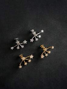 ZIMR 1 Pair Luxury Star-Shaped Earrings |   Sparkling Cubic Zirconia Inlaid, Hypoallergenic |   Perfect For Parties, Festivals & Ideal Christmas Gift - 黃金 - 查看 3