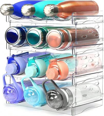 Organizador de Botellas Apilable para 12 Botellas, Soporte para Botellas, Porta Botellas de Almacenamiento para Cocina, Hogar, Tienda