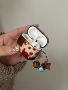 Autumn/Winter Leopard Print Color Block 4/Pro 3/Pro 2 Earphone Case, Protective Cover Compatible With Apple 2/3, Stylish Earphone Accessories - Brown - View 4