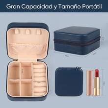 12Pcs Caja de Joyero Pequeño Organizador de Joyas, 10x10cm - Organizador de Joyas de Viaje, Portátil Alhajeros de PU para Anillos para Anillos, Pendientes, Collares y Reloj(Azul marino) - Azul marino - Ver 10