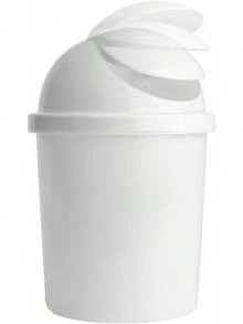 JOY Bote de Basura Redondo de Plástico con Tapa de Balancín, Paquete de 2, Capacidad 5 Litros, Cubeta de Basura para Baño, Oficina, Garaje, (21x31.5) Color Blanco - 1 - Ver 3