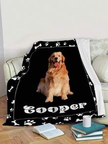 1pc Custom Photo Blanket For Bed, Multipurpose Living Room Sofa Outdoor Beach Camping Pet, Personalized Family/Pet/Couple Text Printed Bedding Blanket, Personalized Christmas Gifts, Family Gift, Birthday Gifts, Gift For Friend, Gift For Her