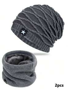 1 pieza/2 piezas Gorro de invierno para hombres con gorro de punto de terciopelo, gorro de punto cálido, gorro Baotou para exteriores, gorro apilable, capucha a prueba de viento y frío, capucha de cuello cálido de invierno, capucha para ciclismo de hombres, máscara facial a prueba de frío y de terciopelo grueso a prueba de viento, cubierta para el cuello cervical