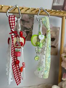 Charms pendentifs de pomme rouge et verte mignons, accessoires de bonbons, porte-clés, décoration de sac à dos