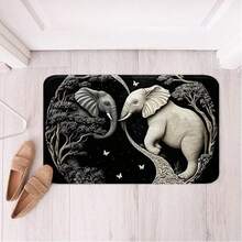 Anti-Slip, Washable Elephant & Tree Of Life Welcome Mat - Durable Polyester With Rubber Backing Entrance Rug For Living Room, Bathroom, Kitchen, Laundry, Patio - Perfect Home Decor - Con voi 1 - Xem 3