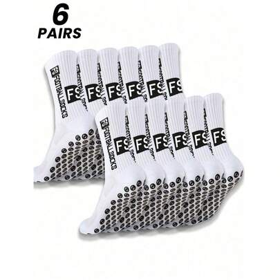 1/3/6 Pairs Men's Football Socks, Short Tube Thickened Towel Low Cut Long Tube Couple Non-Slip Socks, Football Socks Mid-Calf Socks, Durable Sports Socks, Fall 2/6/8/12