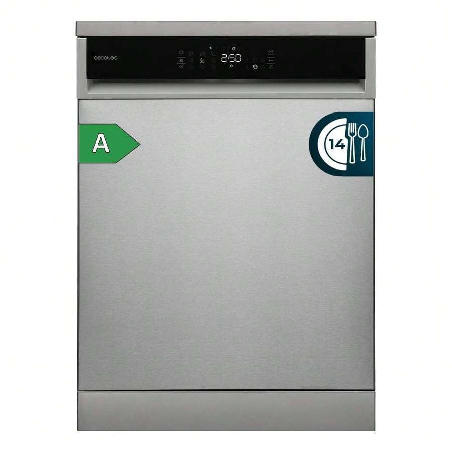 Cecotec Bolero Aguazero 6800 Inox A Dishwasher: 14-Place Capacity And Class A For Large Families, With A High-Efficiency Inverter Plus Duo Motor And 8 Versatile Programs. The Innovative BlueWater System Reduces Water Consumption, And The Smart ProWash Program Optimizes Temperature And Time For Effective Cleaning. FlexWash Function For Independent Basket Washing, Antibacterial Filter For Maximum Hygiene, And Comfort Wash For Quiet Operation. Ideal For A Home. - Multicolor - View 1