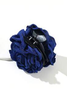 1件装多层玫瑰花大号发爪夹 冬季发饰 花朵发夹 优雅发夹 夏季海滩度假发夹 - 寶藍色 - 查看 4