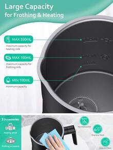 1 szt. SMANG Spieniacz do mleka 4 w 1 Elektryczny spieniacz do mleka 12 uncji/350 ml Duża pojemność Elektryczny spieniacz do mleka do gorącej i zimnej pianki mlecznej - Podgrzewacz do mleka do latte, cappuccino i gorącej czekolady