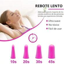 60 pares de Tapones para los oídos para dormir, 36 dB SNR, Reutilizables, tapones para oídos de espuma suaves y cómodas para reducción de ruido, ronquidos, protección auditiva, trabajo, viajes - Rosa - Ver 6