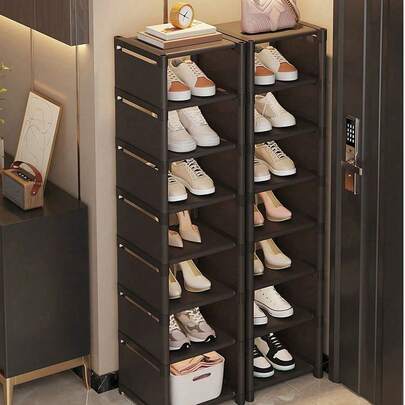 1pc Removable 3/4/5/6/7 Tier Shoe Rack, Black/White, Home Use Shoe Storage Organizer, Entryway Shoe Shelf, Dust-Proof Shoe Cabinet, Large Capacity Space Saving Shoe Rack