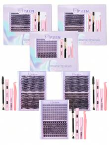 DIY 睫毛延长套装 168/280 片睫毛簇睫毛延长套装，含睫毛膏刷、粘合和密封睫毛胶水去除剂、睫毛涂抹器、睫毛刷，适用于 DIY 睫毛延长 - 黑色 - 查看 7