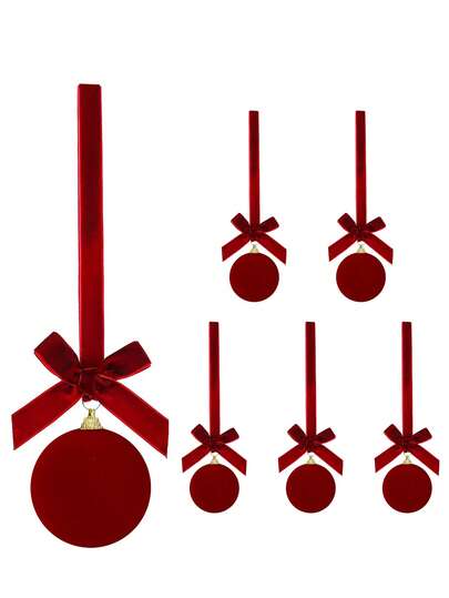 8pcs Christmas Ornaments Set, Flocked Balls, Bows, Red Flocked Christmas Balls, Christmas Tree, Holiday Party Home Decor Christmas Decorations Room Decor Winter Christmas Decorations Home Christmas Gifts Christmas Decor