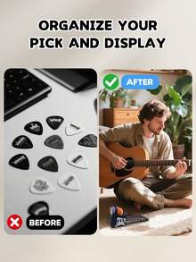 3D Printed Guitar-Shaped Guitar Pick Holder, Creative 3D Design, Can Store Guitar Picks, Musical Decorations, Creative Gifts, Party Decorations, Suitable For Back-To-School Season, Halloween, Christmas, Thanksgiving.