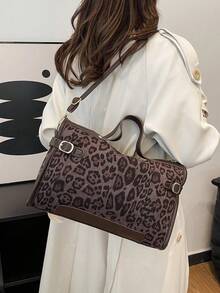 Bolso de tote grande inspirado en diseñadores para mujeres, bolso de viaje de piel sintética, cierre con cremallera, forro de poliéster, bordes pintados, patrón de letra clásico