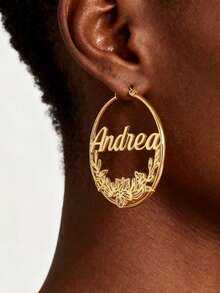 Customized Birthday Flower Earrings With Names, Personalized Name Ring Earrings, December Wreath Earrings, Mother's Gifts, Gifts For Girls Can Be Customized With Simple Daily Styles, Including Gift Boxes, Valentine's Day Gifts, Birthday Gifts, Mother's Day Gifts, Daily Gifts