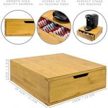 Bamboo 64-Capsule Drawer | Coffee Machine Stand | Capsule Drawer Dispenser - Default - View 3