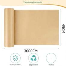 Papel Envoltura Kraft Rollo 45Cm X3000CM, Papel Kraft Papel Marrón Reciclado Natural para Envolver Regalos, Artesanía, Producción, Decoración, Etc - 1 - Ver 2