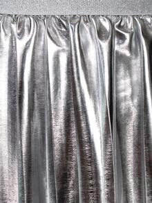 Falda juvenil estilo midi plisada en corte A, cómoda y ligera con cintura elástica - Plateado - Ver 7