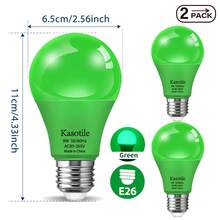 Kasotile LED Colored Light Bulbs,A60 9Watts (60W Equivalent),E26 Standard Medium Base, Non-Dimmable For Wedding Halloween Christmas Party Bar Decor And Photographyscene(2 Packs)