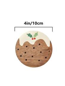 2/6/12 piezas Posavasos de madera con diseño de pudín navideño, copos de nieve y renos - Decoración de mesa festiva perfecta para el hogar, la oficina, la cafetería o la sala de té, decoración de mesa navideña | Decoración de mesa festiva | Posavasos de madera, decoraciones navideñas, posavasos navideños, juego de posavasos, juego de posavasos de pudín navideño, soporte de jarrón de mesa, posavasos para bebidas, posavasos para tazas, posavasos debajo de las tazas