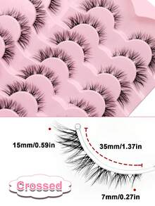Rikuaild NEW 14 Pairs Clear Band Wispy Natural Look Faux Mink Lashes Reusable Fluffy Cat Fake Lashes Extension Makeup Tool - Lông mi  mắt mèo - Xem 3