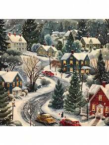 Kit di pittura con diamanti fai-da-te: Scena di un paesaggio invernale - Decorazione per casa e ufficio, disponibile in più dimensioni: 30x30cm, 40x40cm, 50x50cm